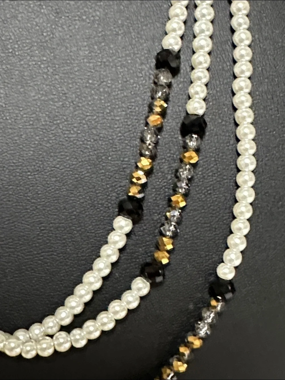 Dillards Faux Pearl & Crystal Continuous Strand Necklace